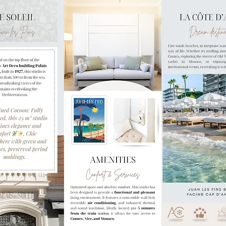 Le Soleil, Juan Les Pins, 2 Min Walk To Beach, Ac, Last Floor! * Αντίμπ