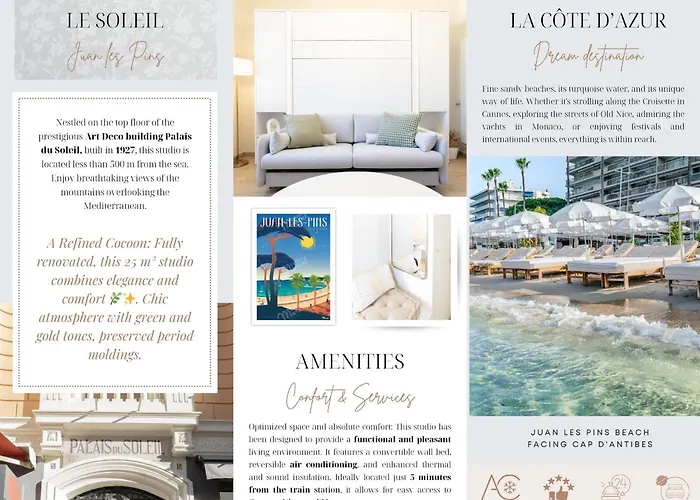 Le Soleil, Juan Les Pins, 2 Min Walk To Beach, Ac, Last Floor! * 昂蒂布